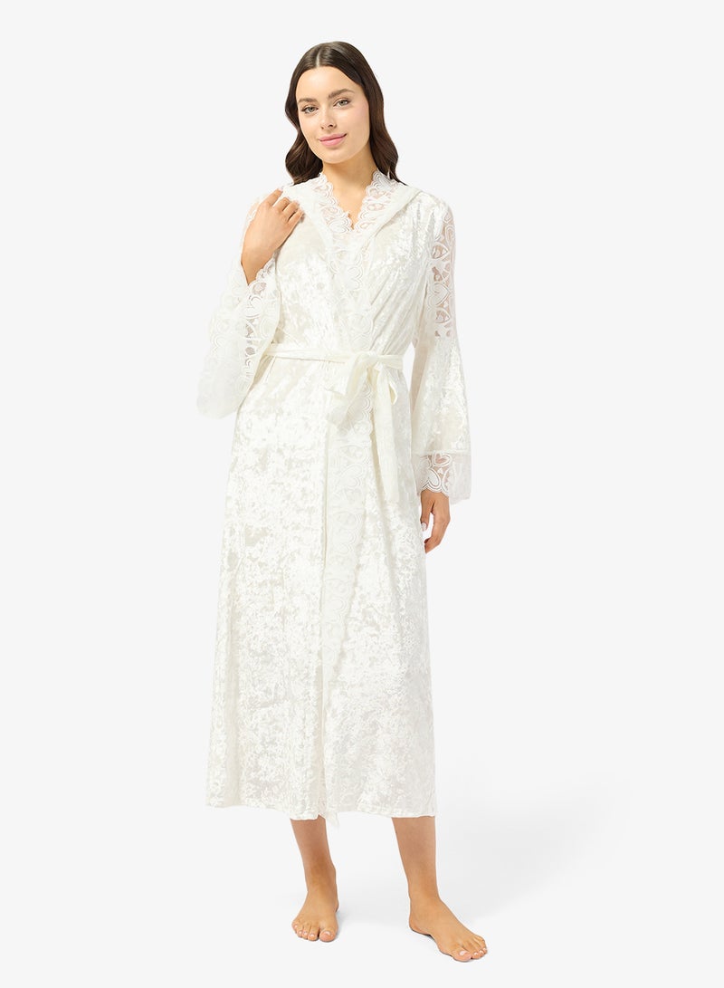 جينجر روب زفاف مخملي مريح مزين بالدانتيل - Image 4